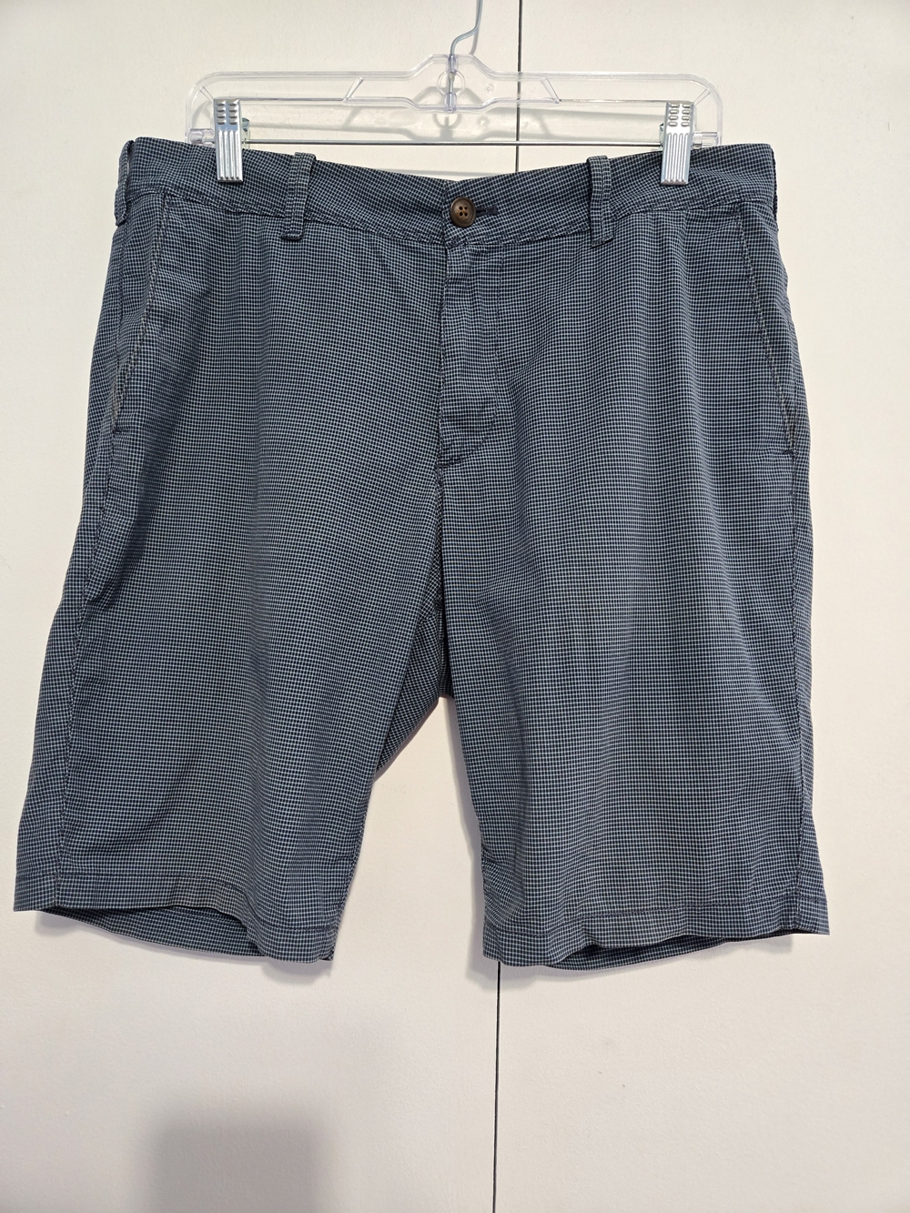 Express Classic Fit Men’s Blue Micro Check Chino Shorts Size 32‎